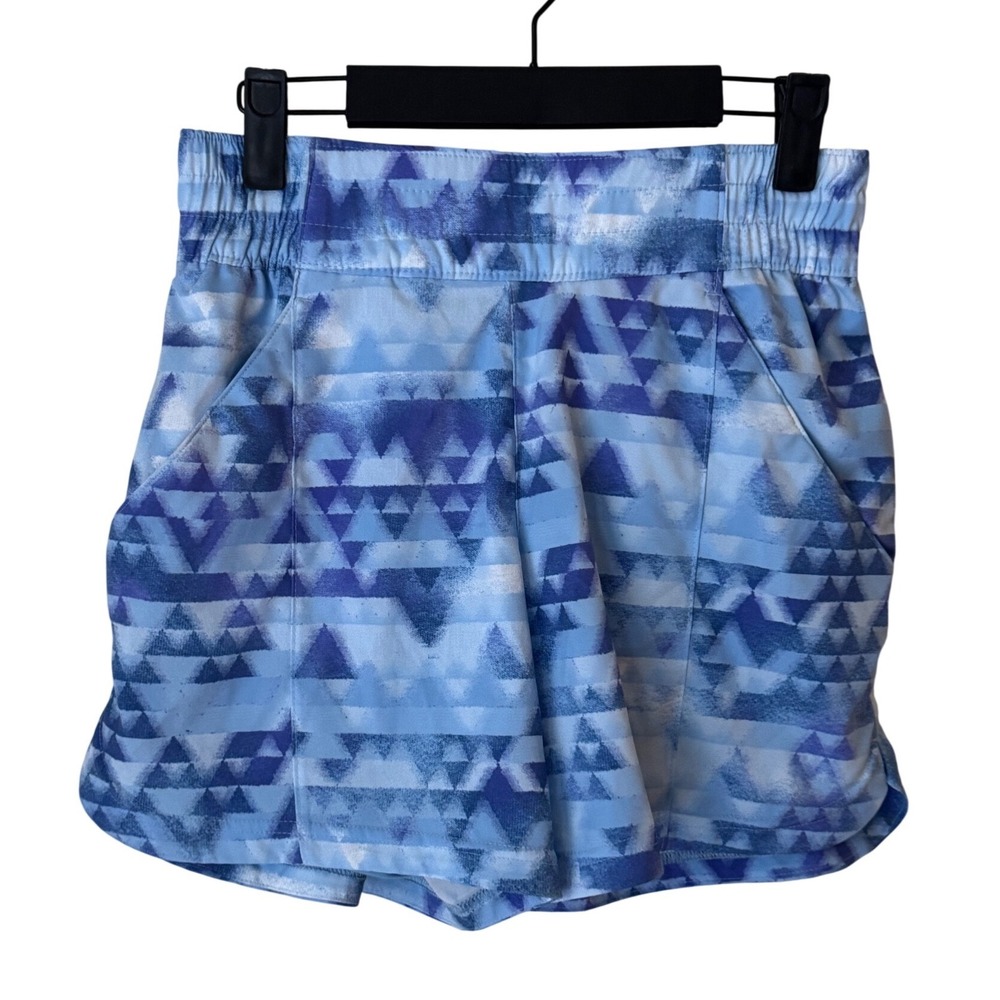 Columbia Womens Blue Geometric Triangle Print Active Hiking Shorts Small XK4892